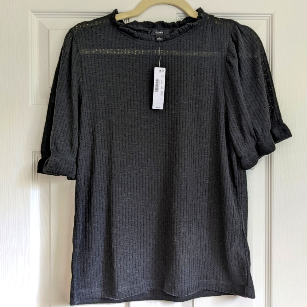 NWT Black J.Crew Pointell T-shirt.